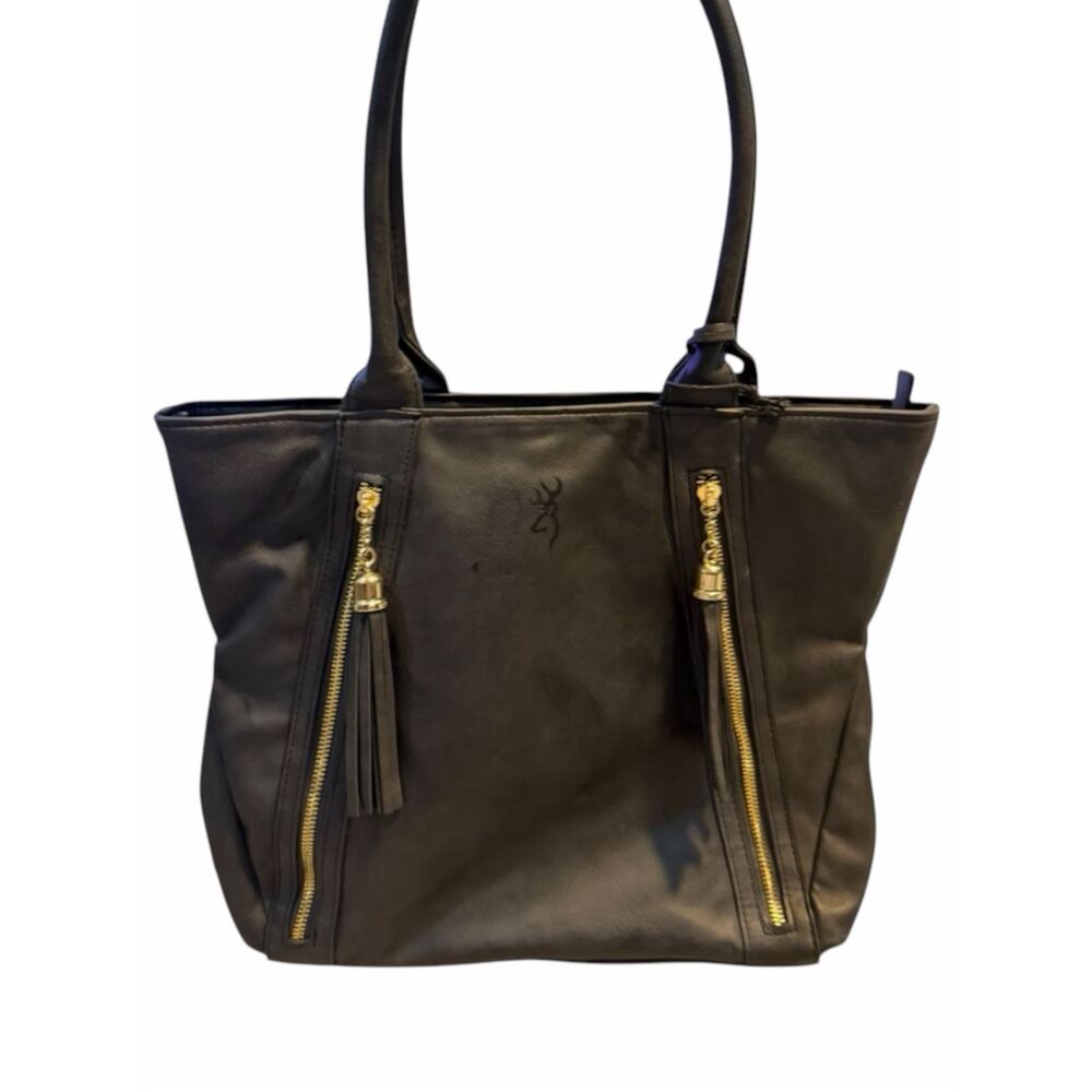 Check color BROWNING Alexandria Concealed Carry Brown Faux Leather Tote Handbag